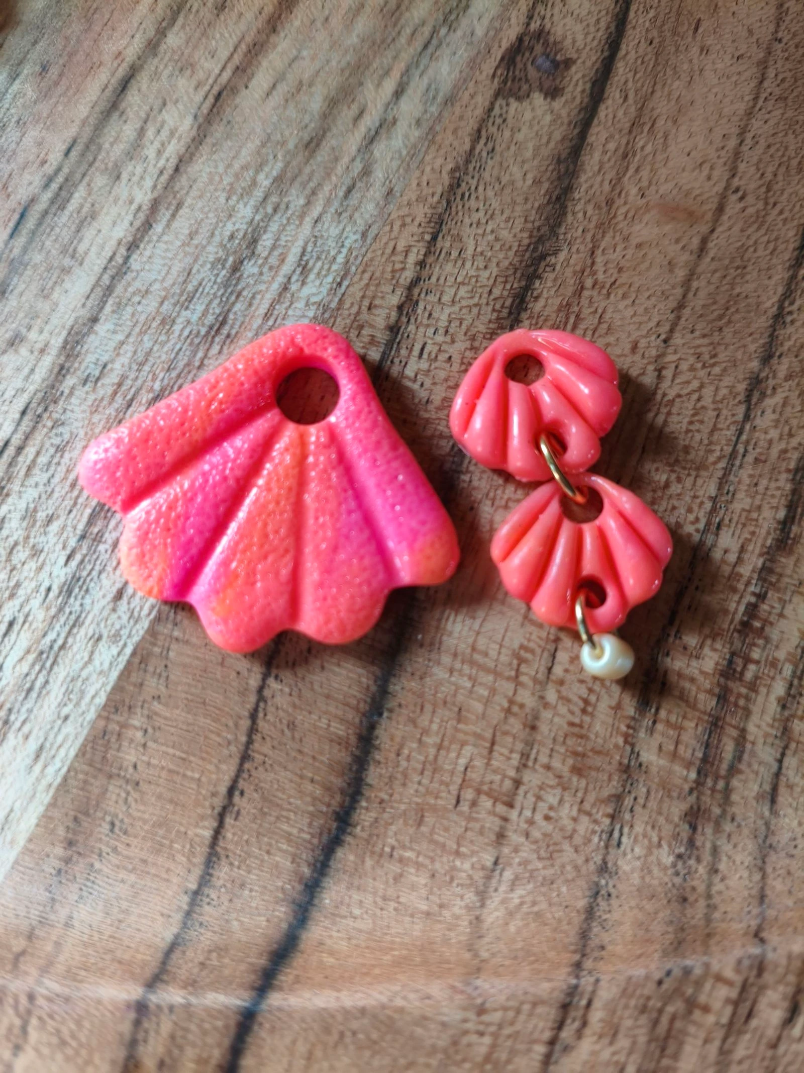 Asymmetrische Pampillesschelpen Roze/Oranje – Zomer & Kleurrijk – photo 2